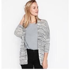 Express Fine Knit Open Cardigan Space Dye 3/4 Sleeve Size S Front Pockets